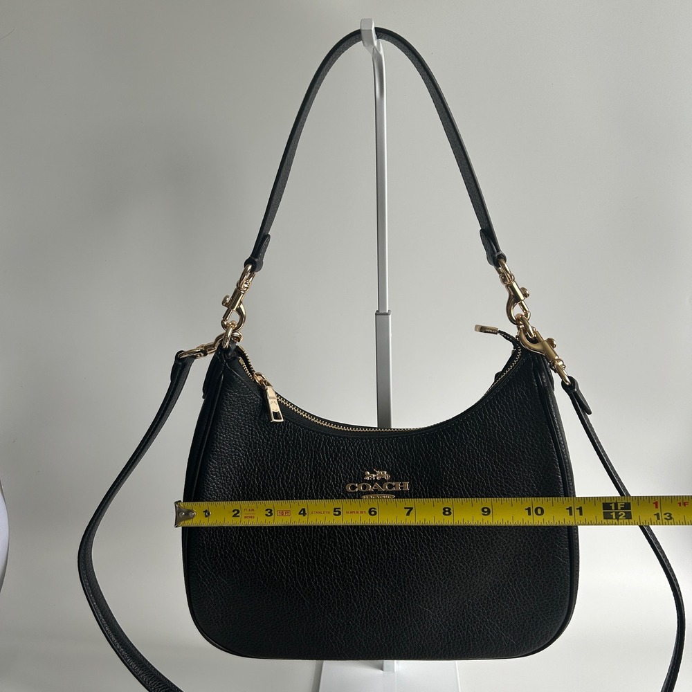 Coach Teri Hobo Black Pebbled Leather Shoulder Bag Excellent - Picture 9 of 11